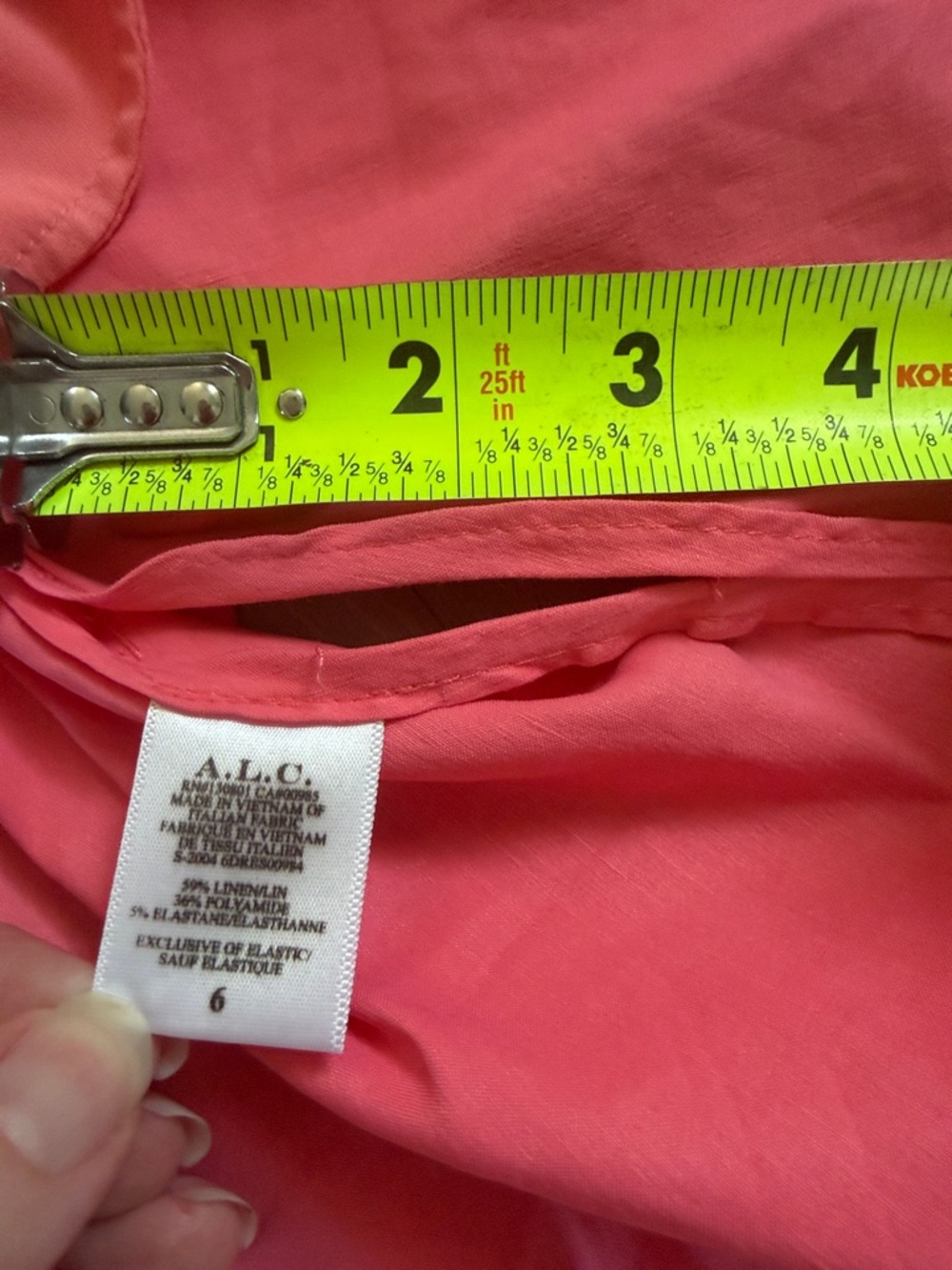 A.L.C. Mila Off Shoulder Puff Sleeve Mini Dress Coral 6 Flaw Ruched Sweetheart - Picture 9 of 9